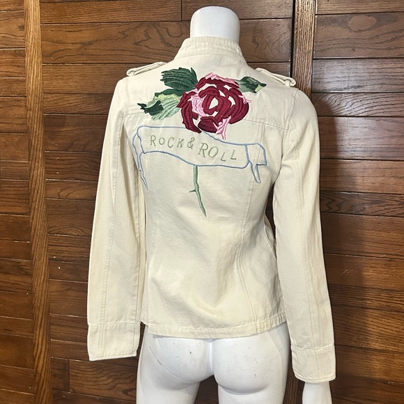 Women's Small Cream Military Style Jacket - Picture 3 of 4